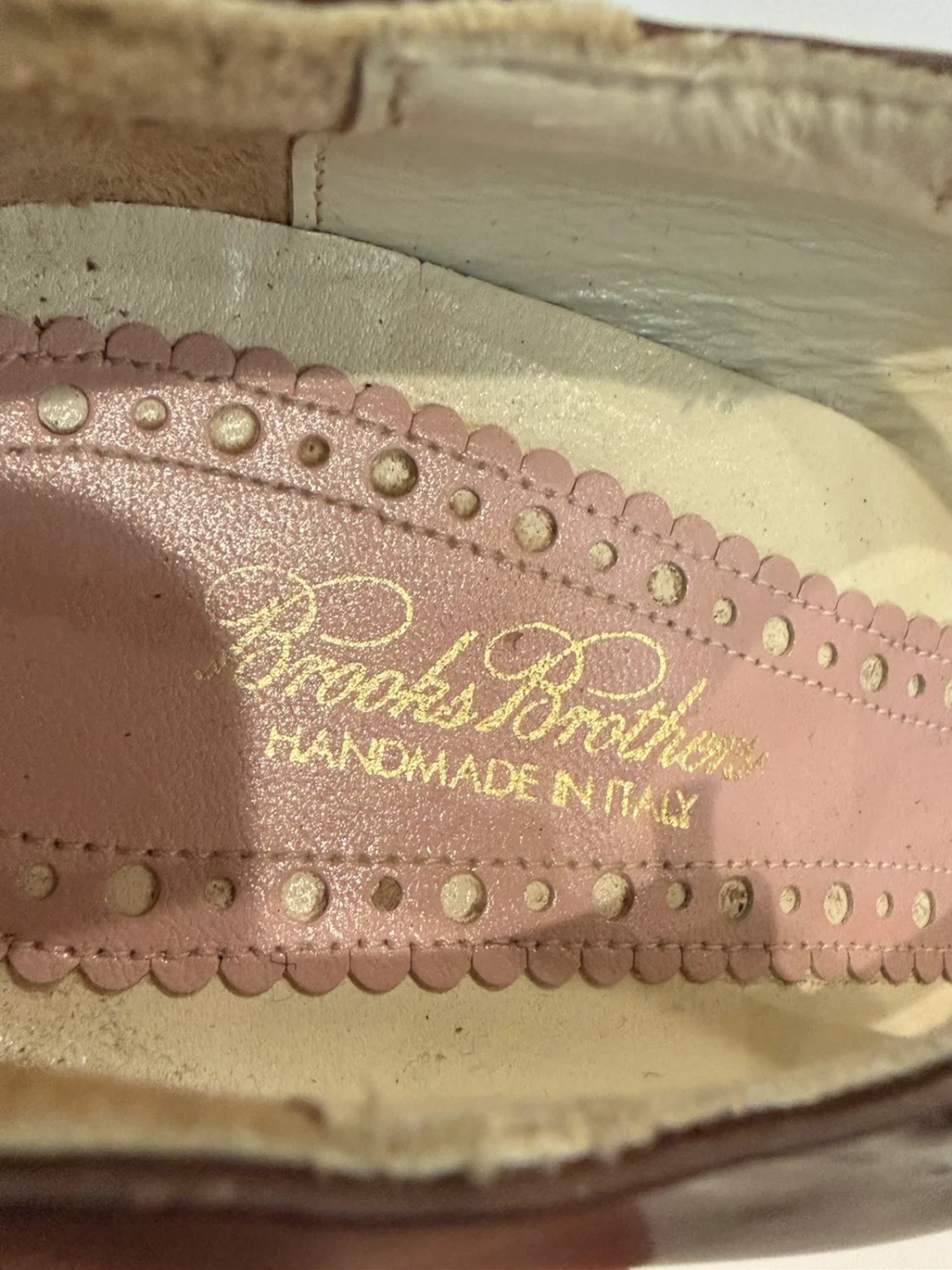 复古 Brooks Brothers 棕色皮革 T 系带高跟鞋意大利尖头高跟鞋 5.5-