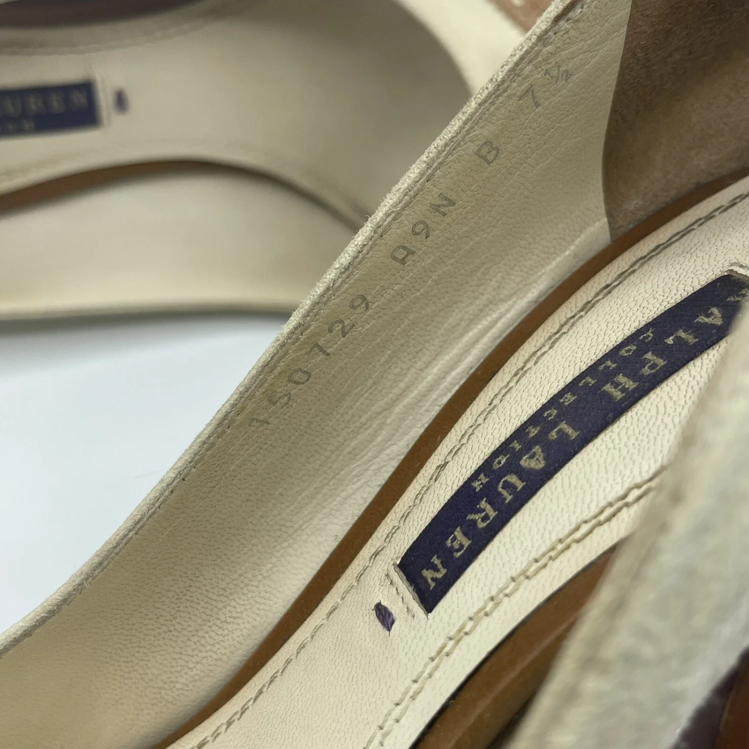 复古 Ralph Lauren 紫色标签女式露趾高跟鞋翼尖意大利制造 7.5 B-