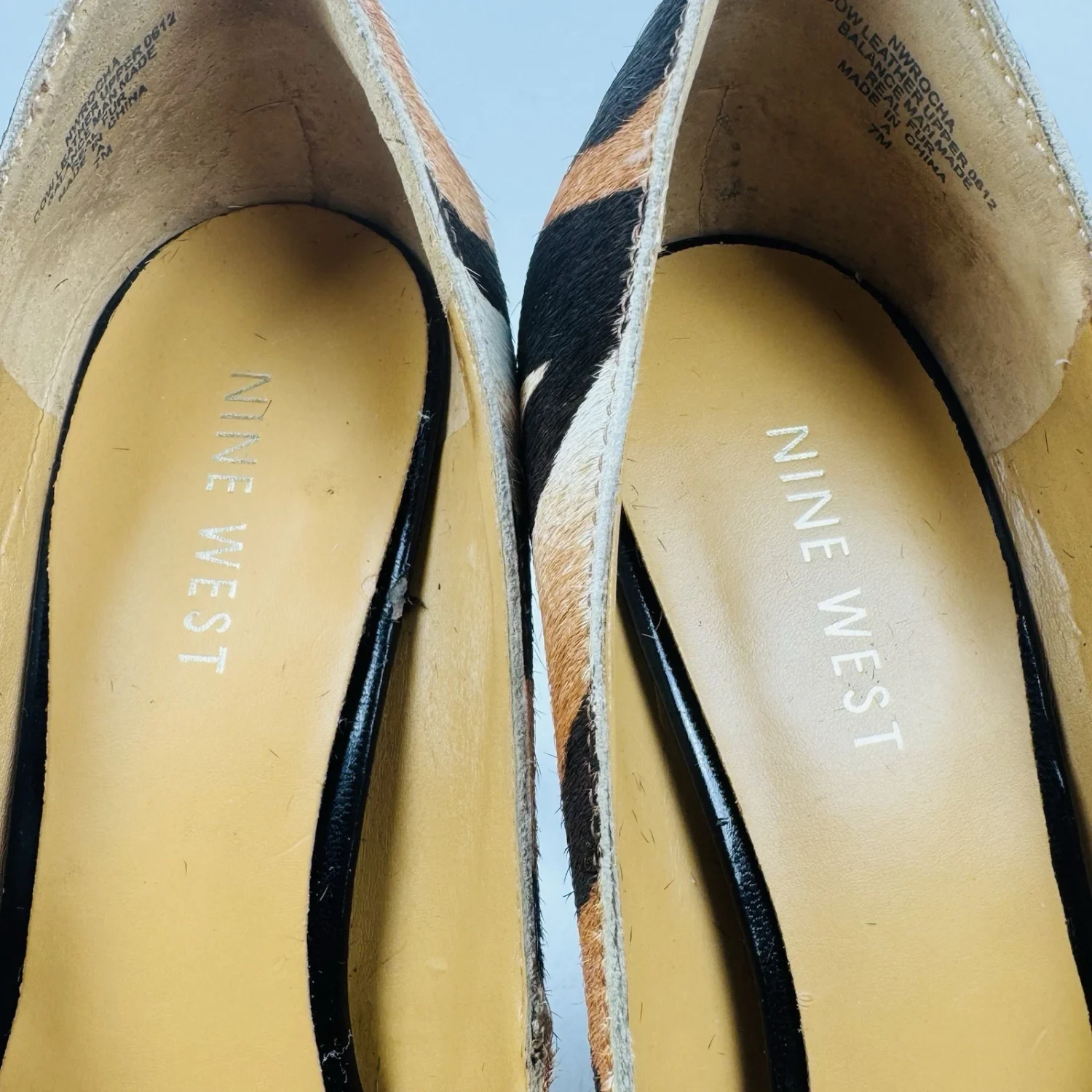 Nine West 斑马纹小腿毛高跟鞋女式 7M 码-