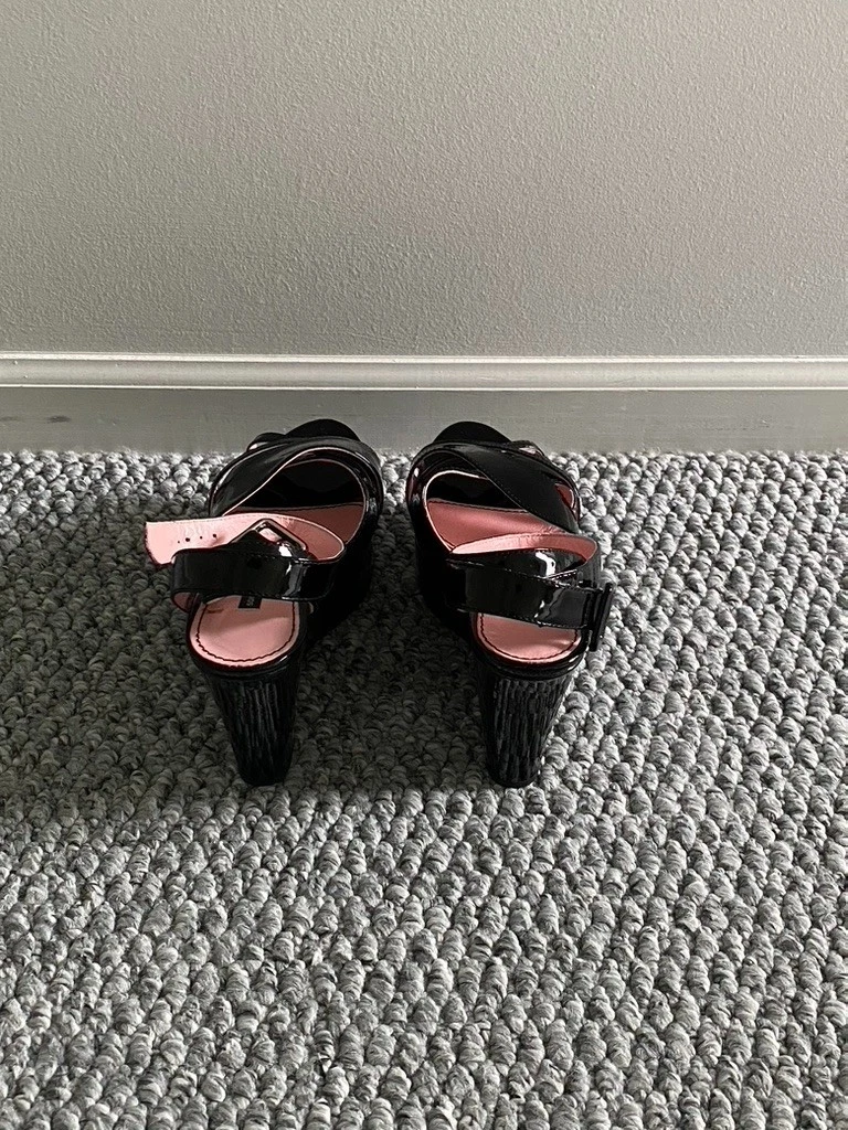 Sonia Rykiel H&M 黑色厚底漆皮鞋 7 码 US/38 EU-