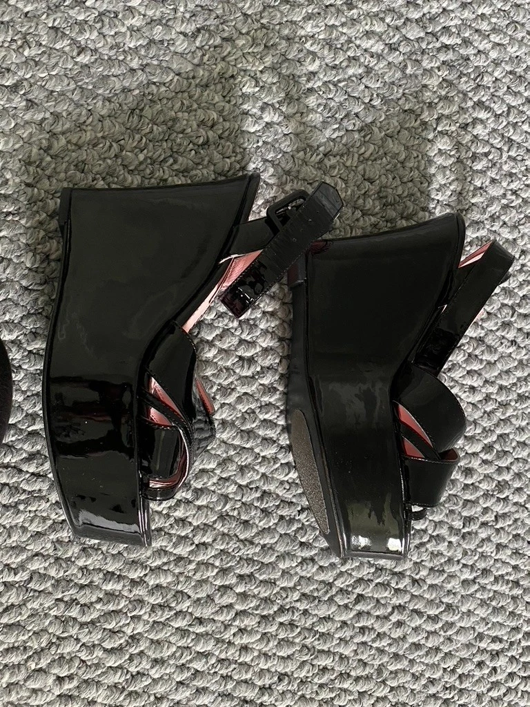 Sonia Rykiel H&M 黑色厚底漆皮鞋 7 码 US/38 EU-