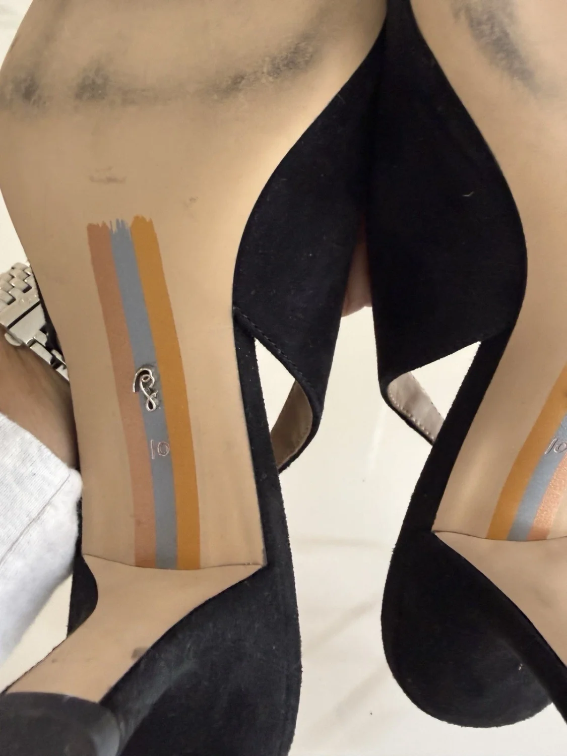 女式 Sam Edelman Bianka 黑色麂皮绒露跟高跟鞋 10 码-