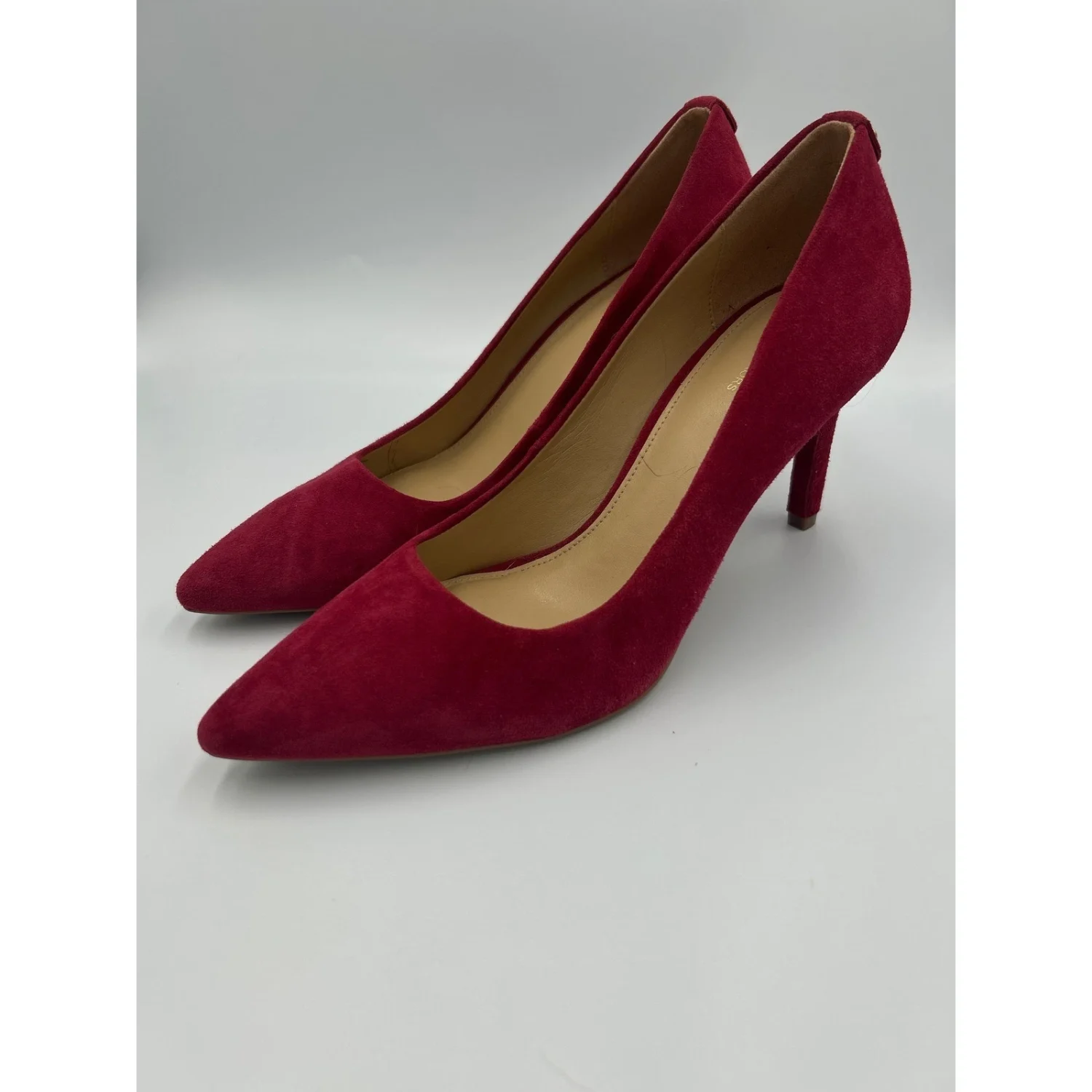 Michael Kors Dorothy Flex Pump Berry 红色麂皮绒尖头高跟鞋 8.5-