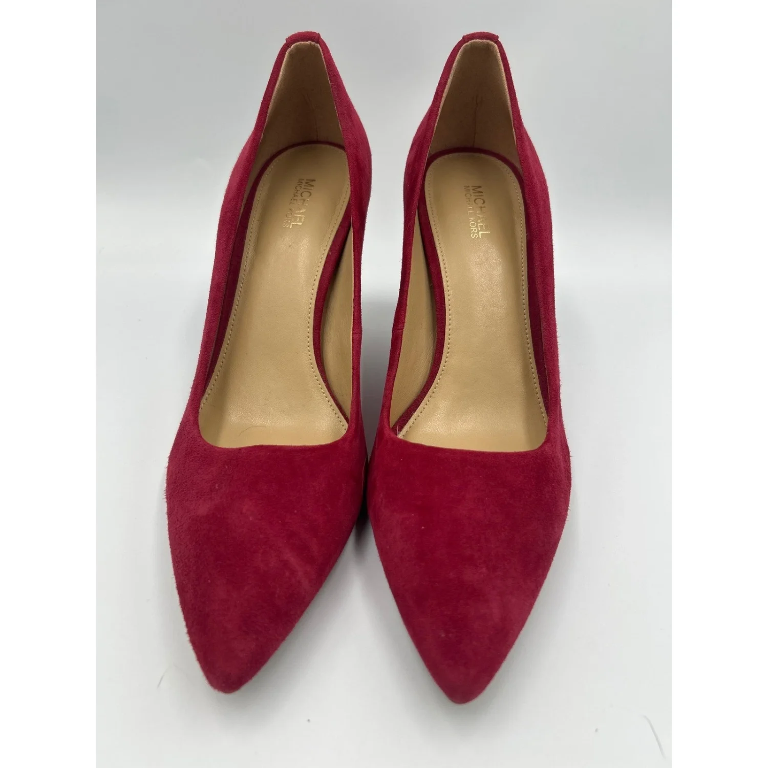 Michael Kors Dorothy Flex Pump Berry 红色麂皮绒尖头高跟鞋 8.5-