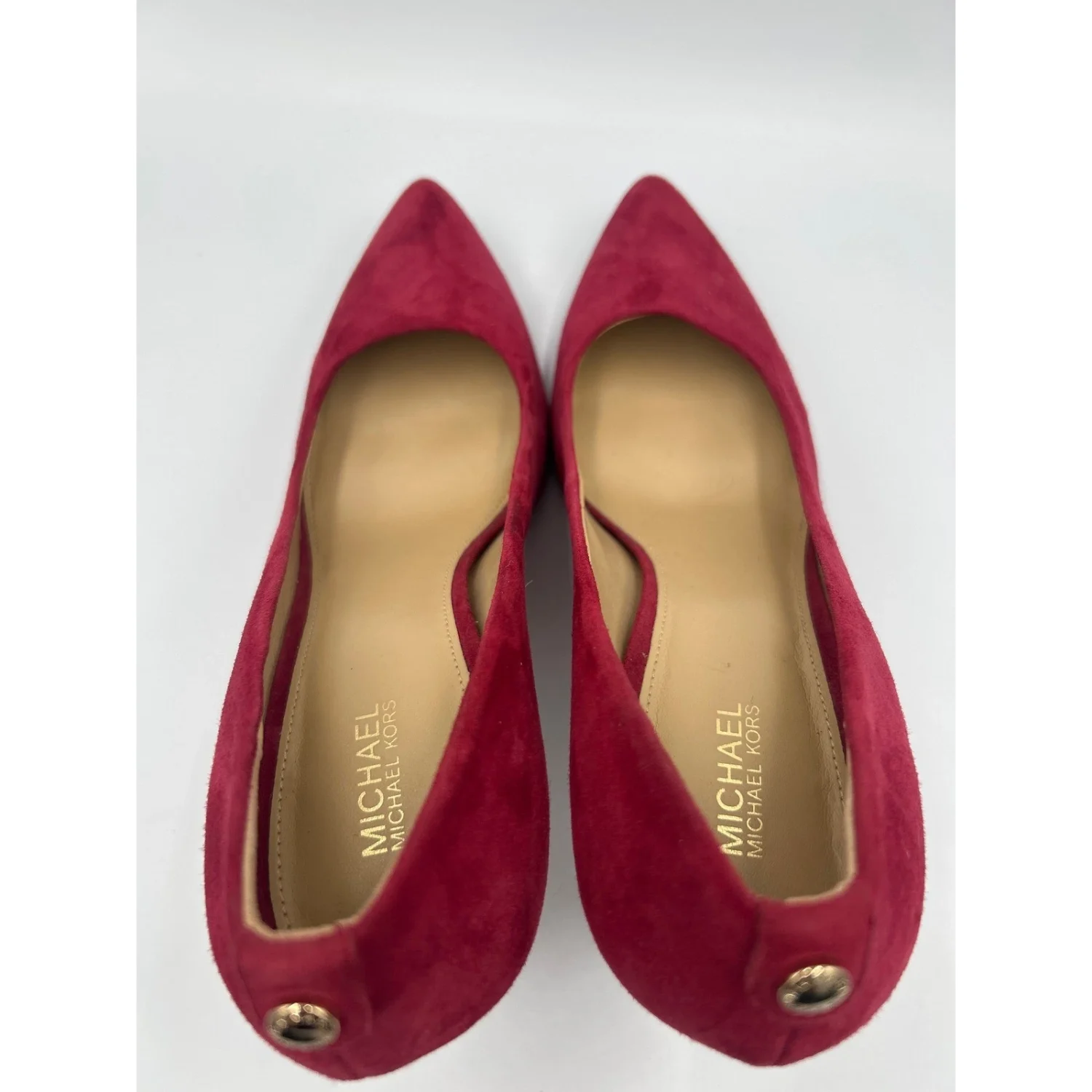 Michael Kors Dorothy Flex Pump Berry 红色麂皮绒尖头高跟鞋 8.5-