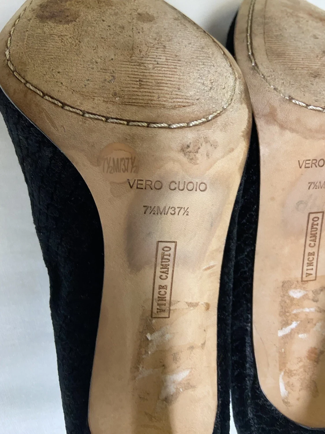 Vince Camuto女式高跟鞋7.5黑色拉丝绒高跟鞋懒人鞋-
