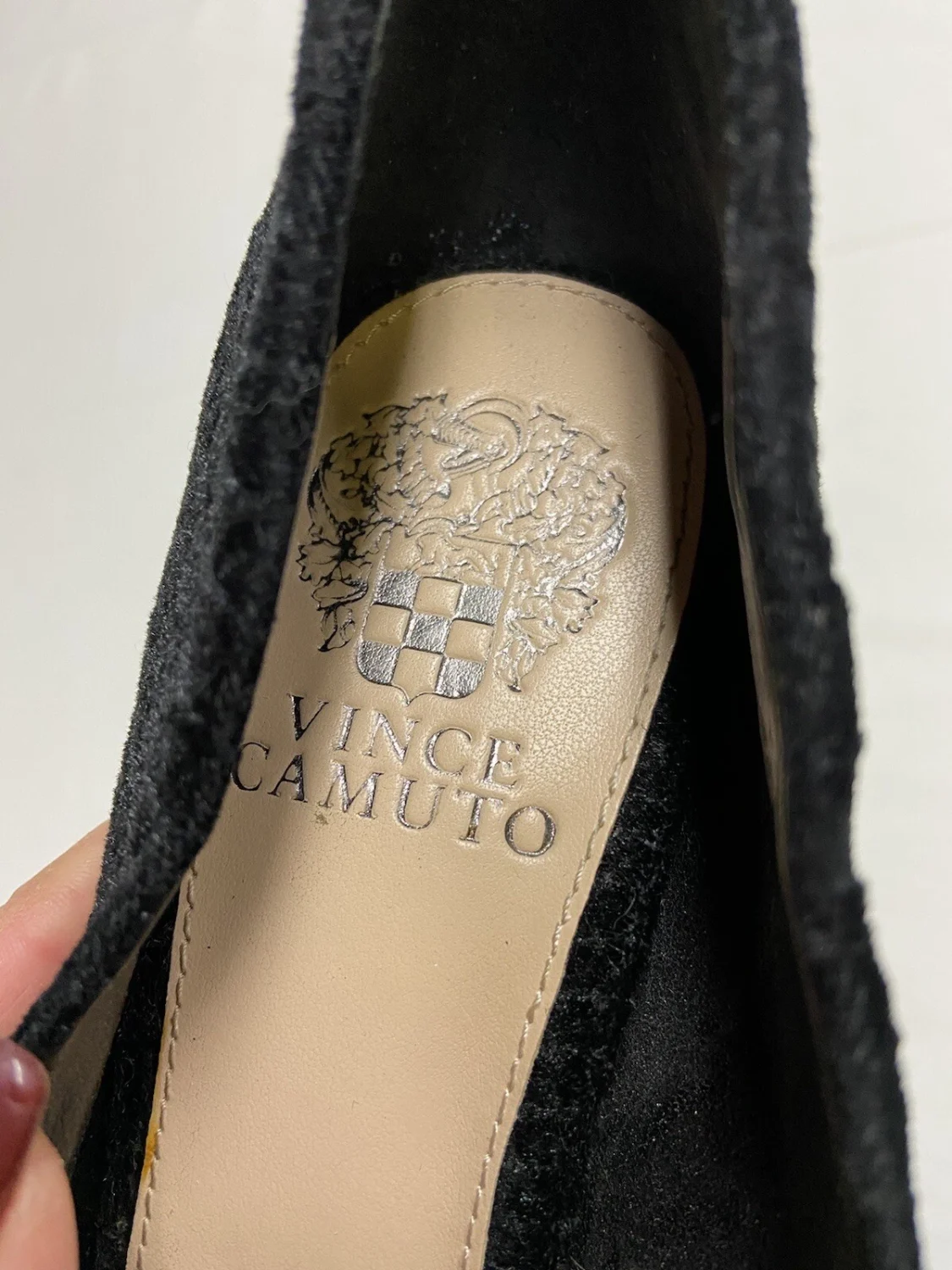 Vince Camuto女式高跟鞋7.5黑色拉丝绒高跟鞋懒人鞋-