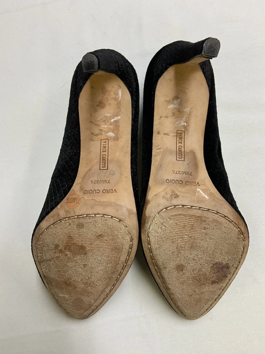 Vince Camuto女式高跟鞋7.5黑色拉丝绒高跟鞋懒人鞋-