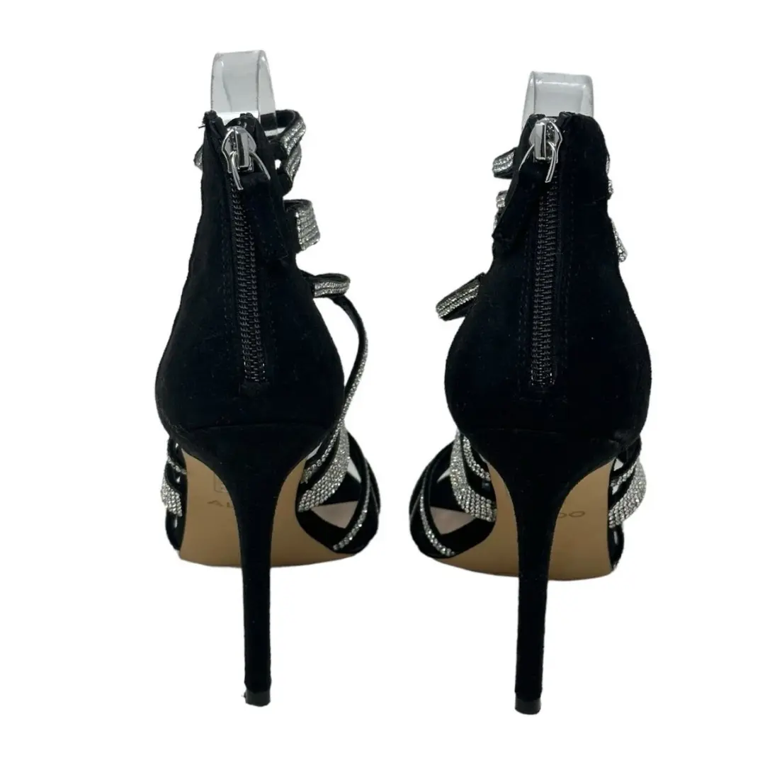 Aldo 黑色水钻绑带高跟鞋凉鞋 7 码-