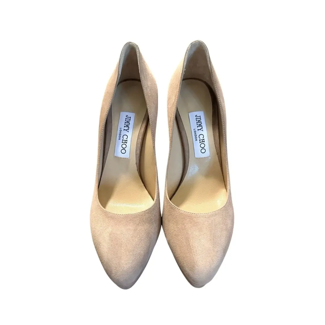 Jimmy Choo 8 Jenara 125 麂皮厚底高跟鞋 799 美元芭蕾舞粉红色裸色高跟鞋 38.5-