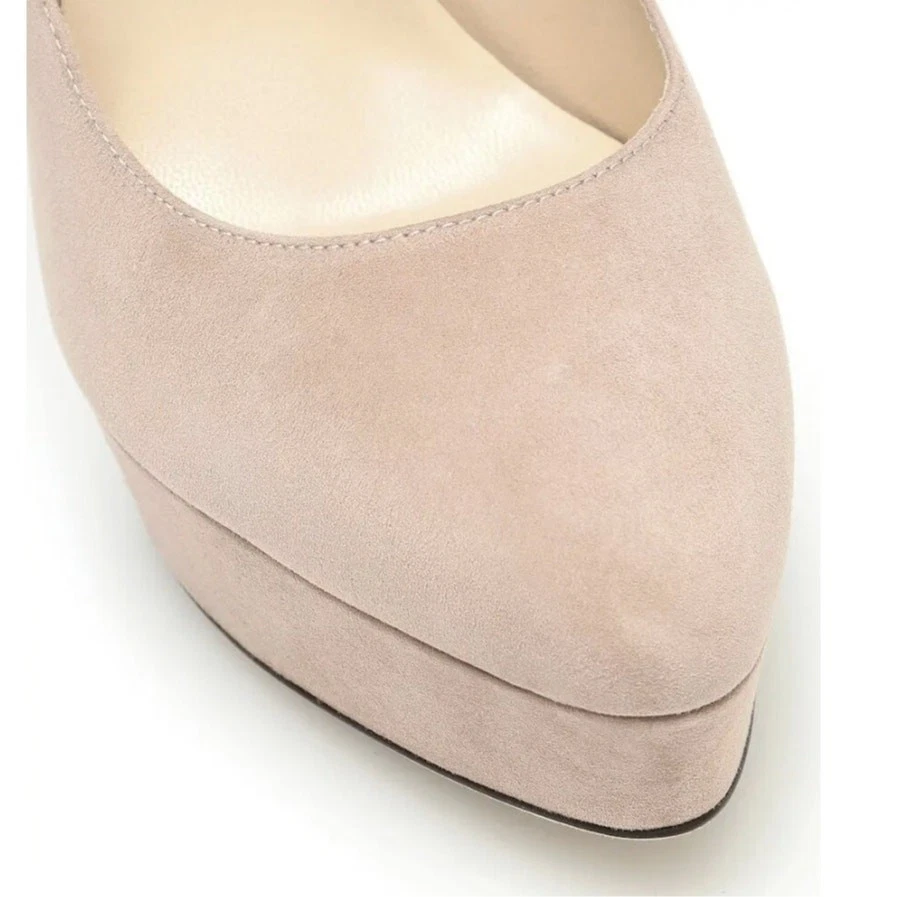 Jimmy Choo 8 Jenara 125 麂皮厚底高跟鞋 799 美元芭蕾舞粉红色裸色高跟鞋 38.5-