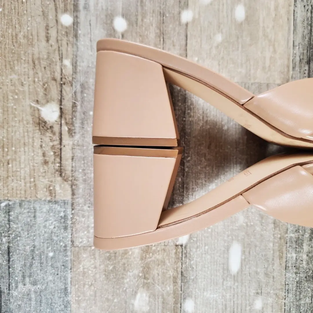 Nine West Gather 3 女式凉鞋 7.5 M 码暖腮红皮革懒人粗跟-