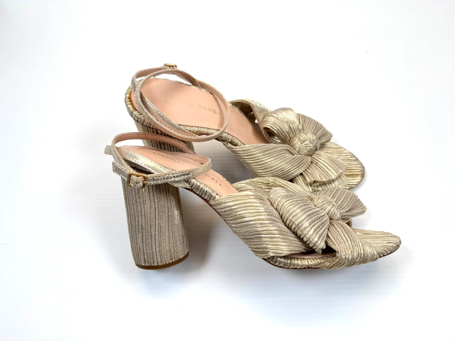 Loeffler Randall Camellia 连衣裙凉鞋女式 9B 二手状况完好 $395 百褶蝴蝶结高跟鞋-