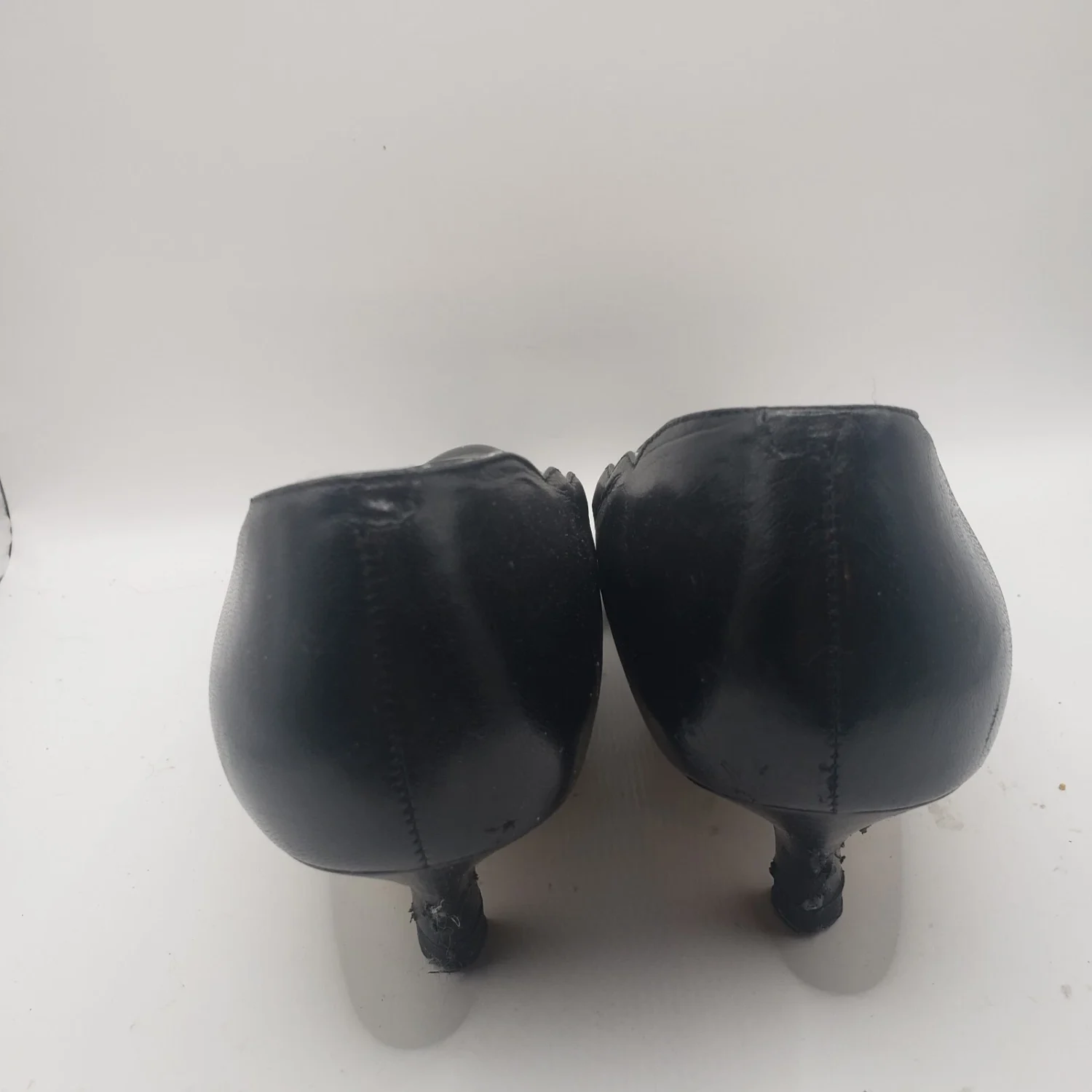 Pierre Michel Black Leather Heels Size 5.5 B US Excellent Condition