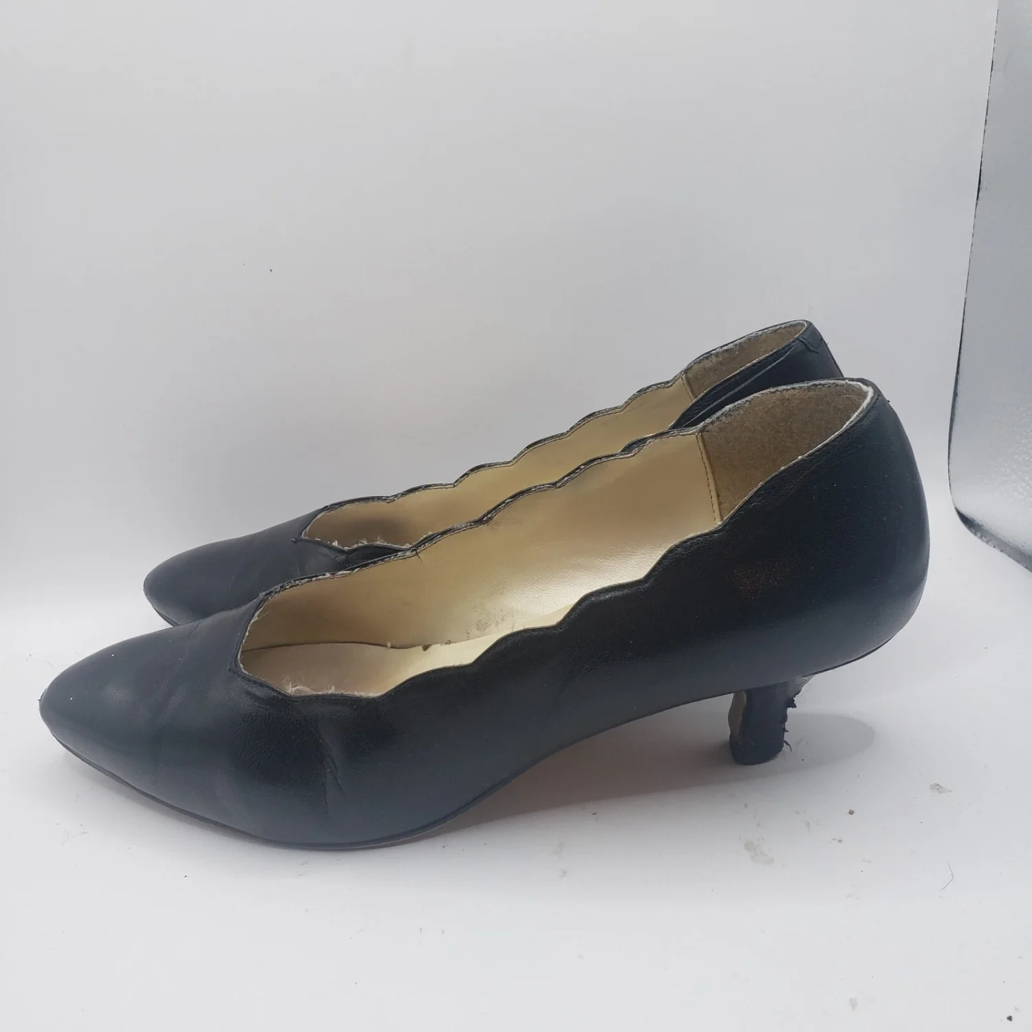 Pierre Michel Black Leather Heels Size 5.5 B US Excellent Condition
