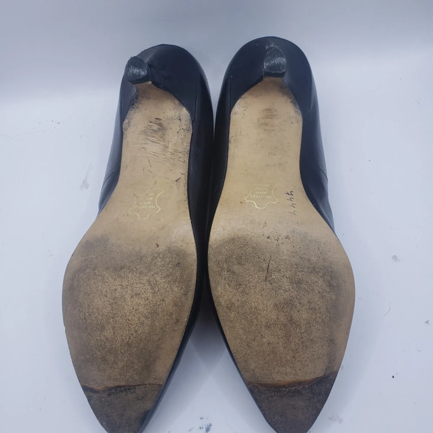 Pierre Michel Black Leather Heels Size 5.5 B US Excellent Condition