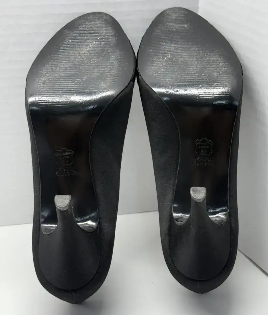 THE TOUCH OF NINA 女式高跟鞋 8.5 米黑色露趾荷叶边晚间婚礼-
