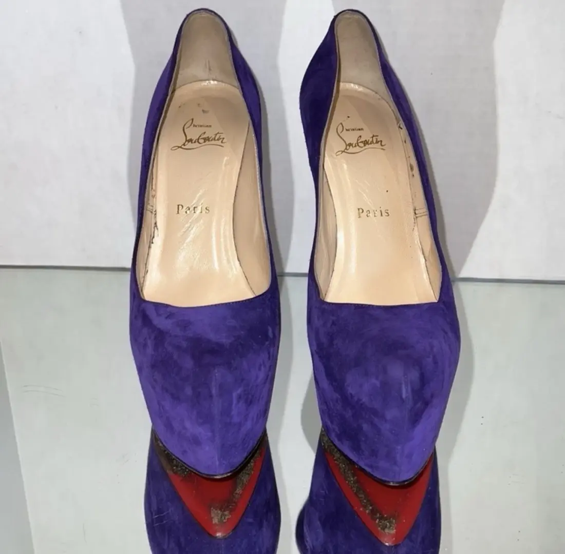 Christian Louboutin 紫色水仙厚底红底高跟鞋 39.5 码(美国 8.5 码)-