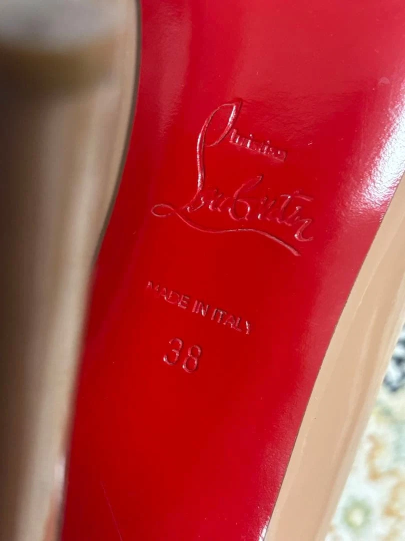 罕见 Christian Louboutin 米色露趾高跟鞋 尺寸 EU38 / US8 婚礼派对 正品-