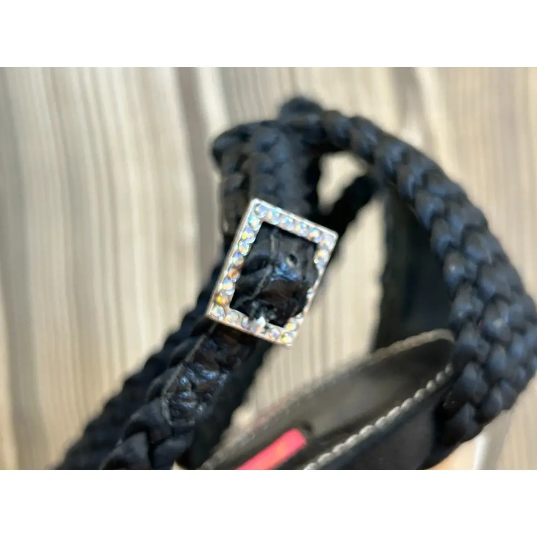 复古 Betsey Johnson 黑色细高跟鞋露趾编织踝带 尺寸 6.5-