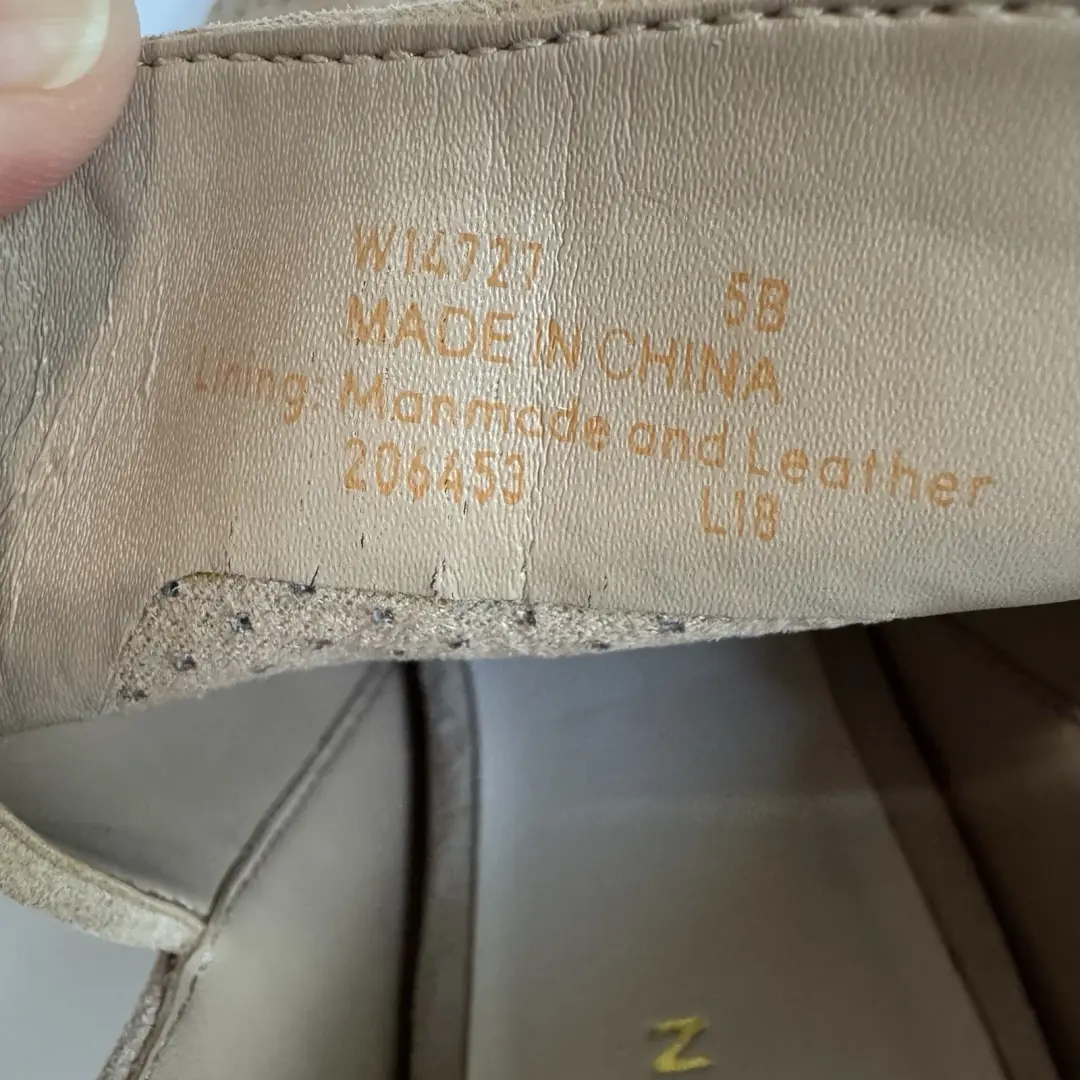 Cole Haan Callista OT 吊带芝麻穿孔麂皮绒凉鞋短靴高跟鞋 5B 盒-