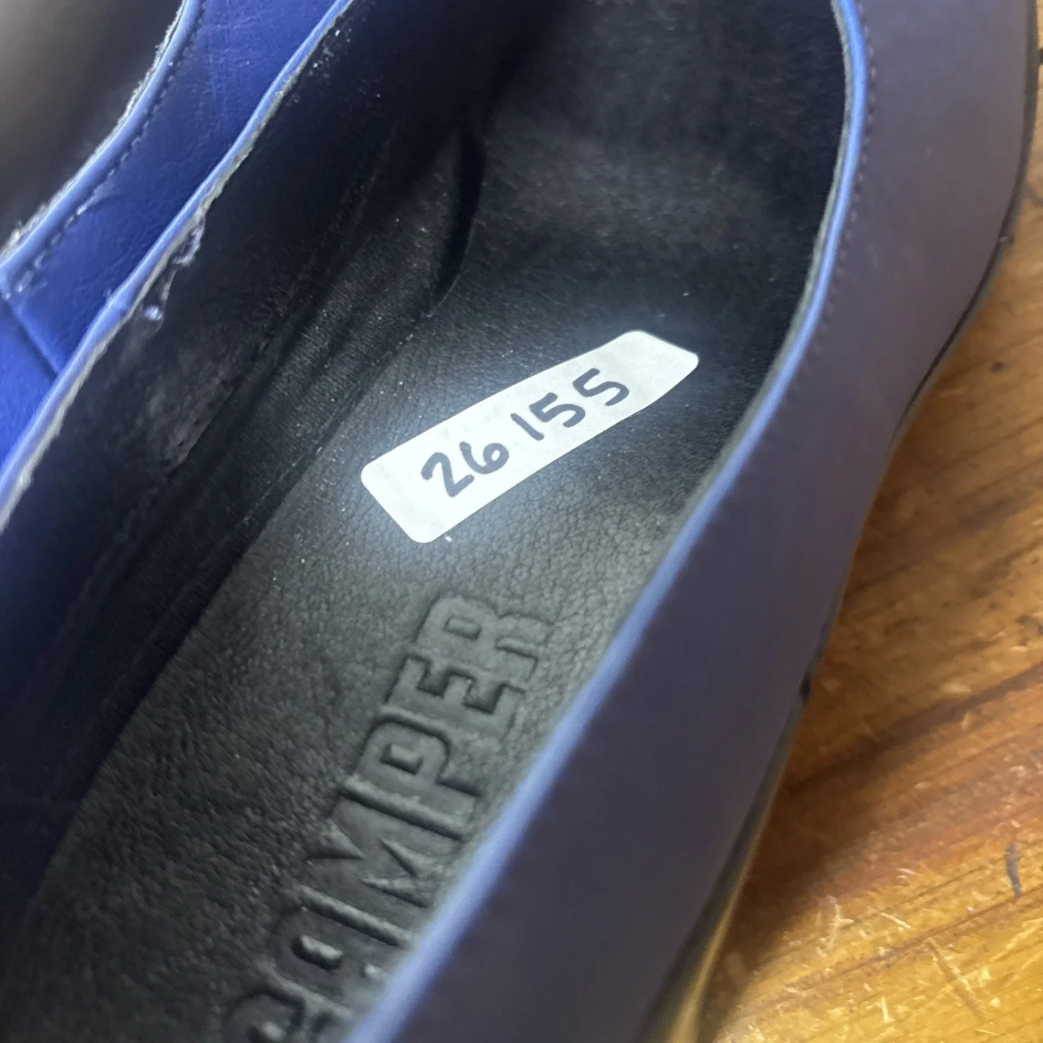 Camper 38 8 立式浅口鞋蓝色鞋皮革粗跟舒适高跟鞋职业-
