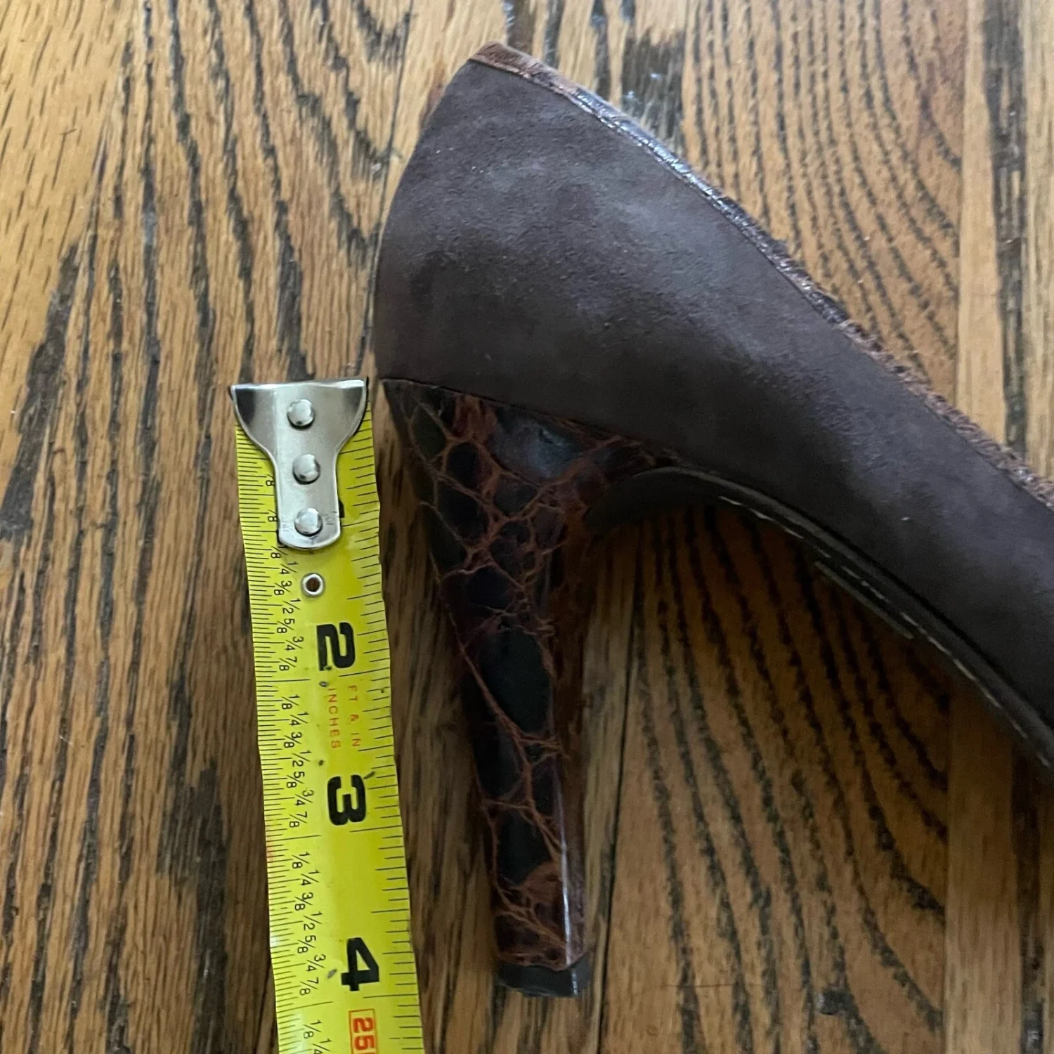 Schuler and Sons Philadelphia Anthropologie 棕色麂皮绒高跟鞋 7 码-