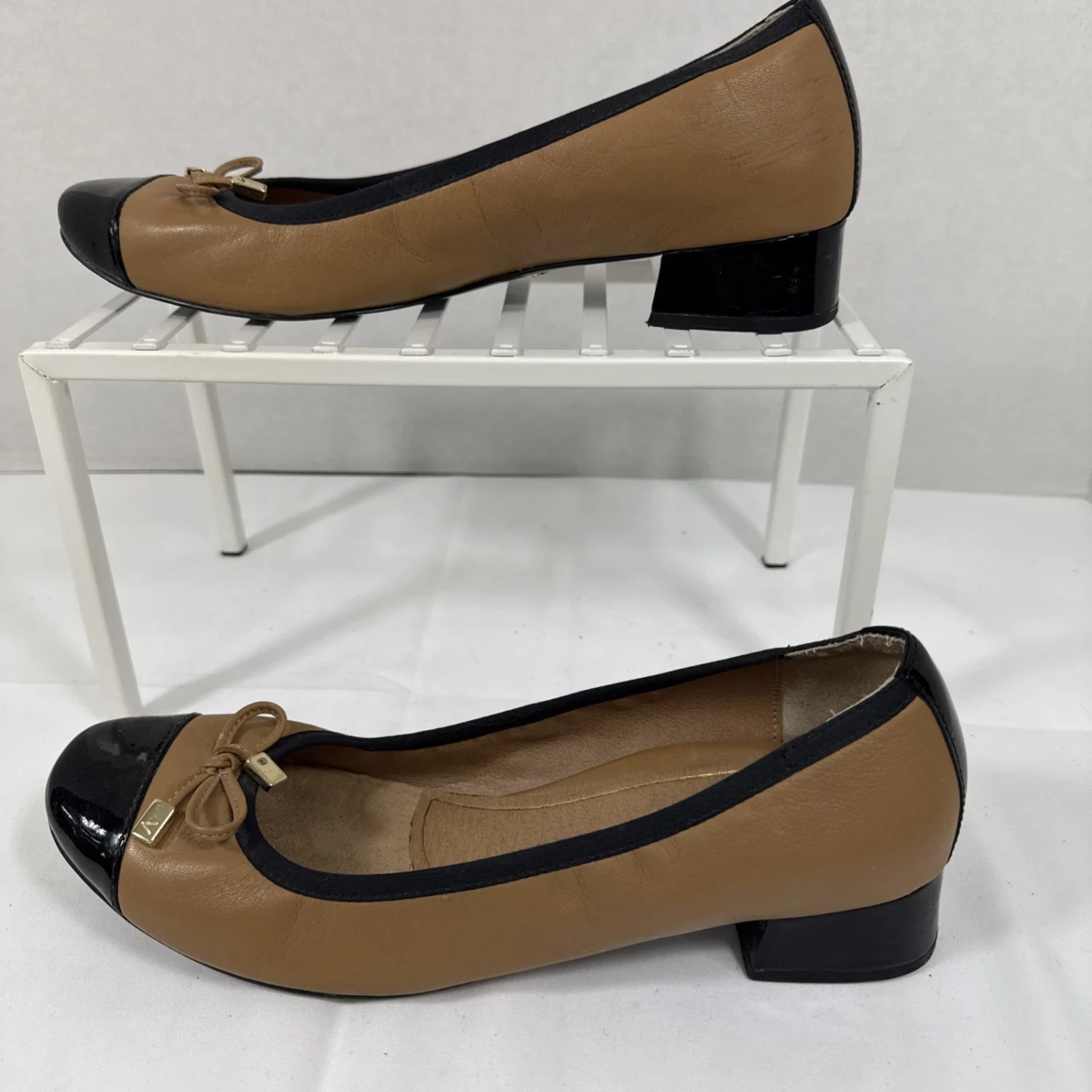 Vionic Mod Daphne 一脚蹬低跟皮革黑色棕褐色女鞋美国 8.5-