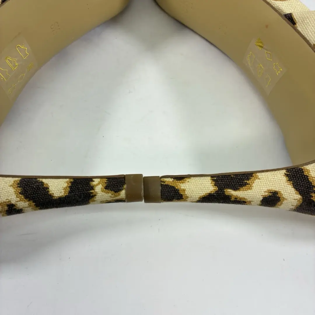J Crew 豹纹动物印花 D'Orsay 泵 8.5 高跟鞋尖头棕褐色黑色-