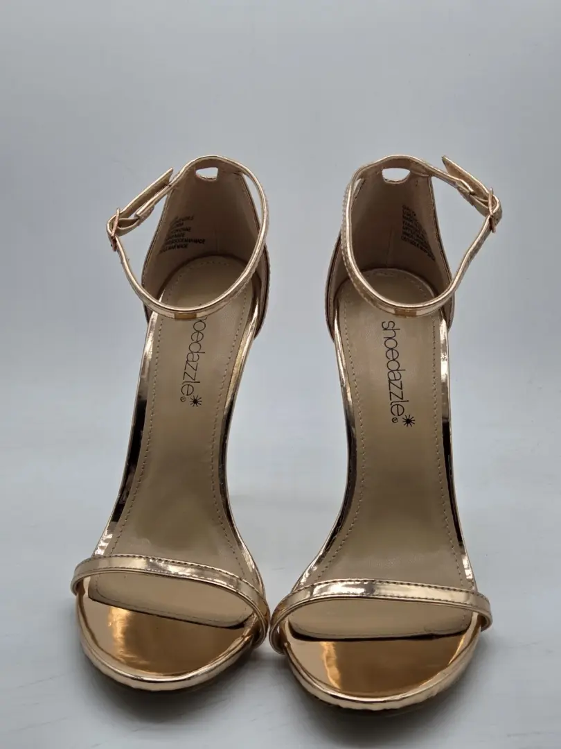 Shoedazzle 玫瑰金金属绑带高跟鞋女式 6 码踝带-