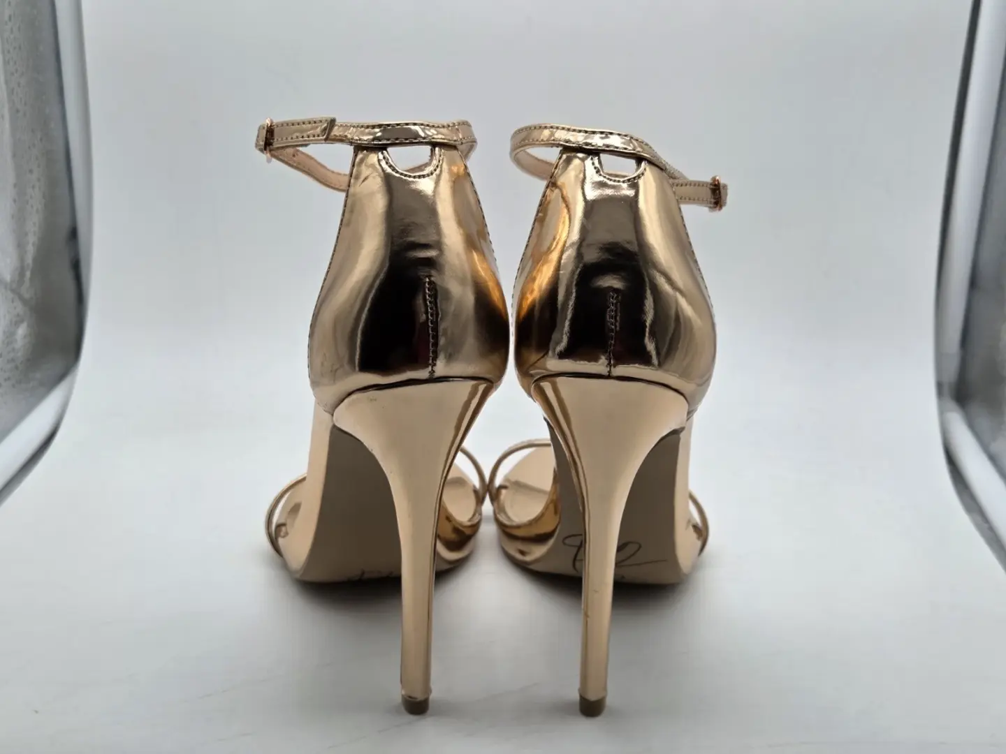 Shoedazzle 玫瑰金金属绑带高跟鞋女式 6 码踝带-