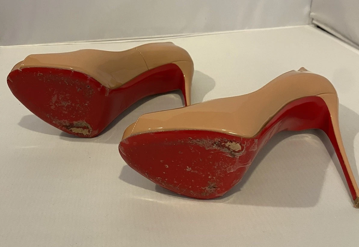 Christian Louboutin 高跟鞋 全新 Very Prive 120 专利腮红 米色 裸色 EU 38/US 8-