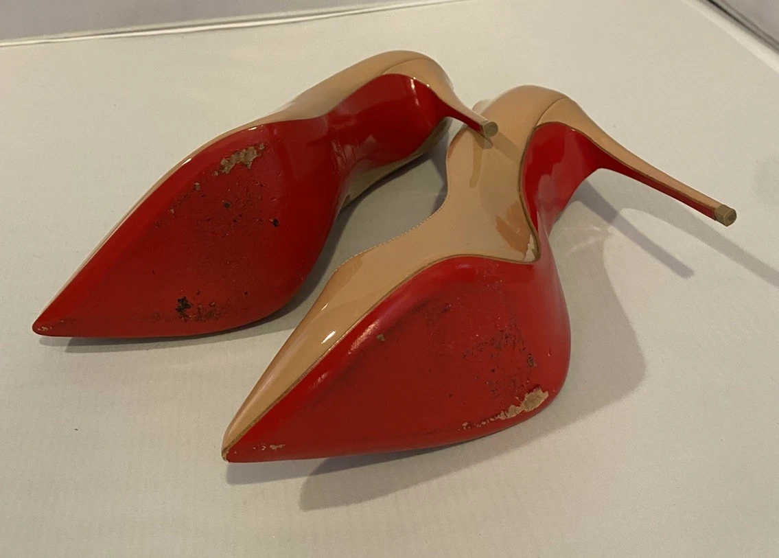 Christian Louboutin Kate 100 毫米鞋跟 - 腮红米色专利 38 EU/8 US-