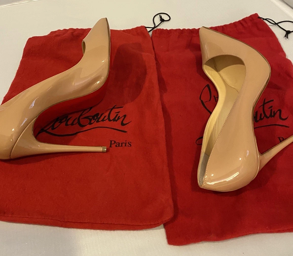 Christian Louboutin Kate 100 毫米鞋跟 - 腮红米色专利 38 EU/8 US-