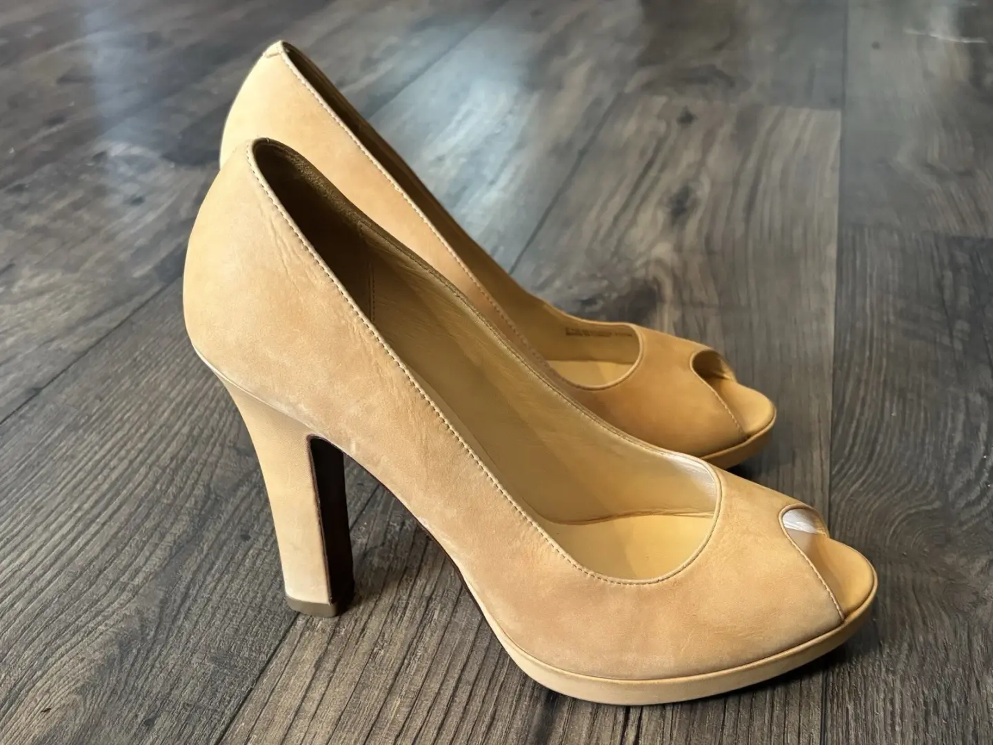 Cole Haan 皮革棕褐色高跟鞋性感露趾女式正装 10.5 B 码-