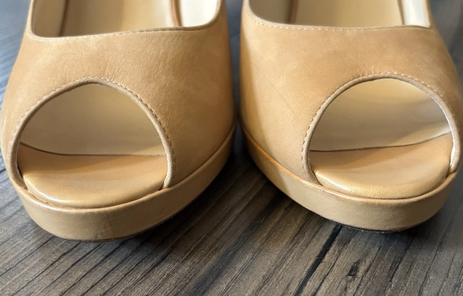 Cole Haan 皮革棕褐色高跟鞋性感露趾女式正装 10.5 B 码-