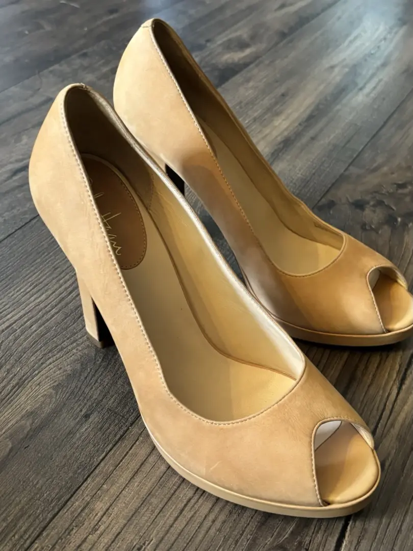 Cole Haan 皮革棕褐色高跟鞋性感露趾女式正装 10.5 B 码-