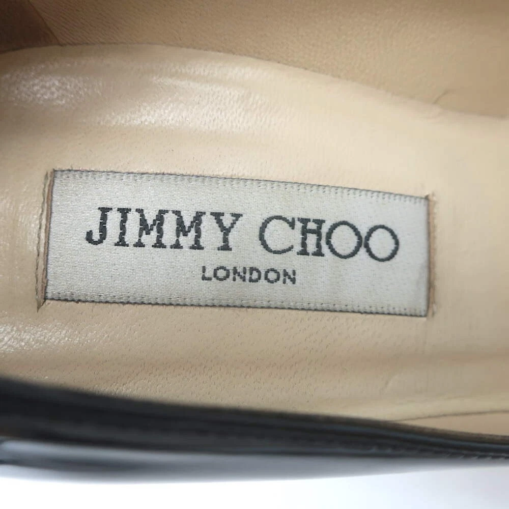 Jimmy Choo Margo 镂空尖头高跟鞋黑色漆皮 36 码-