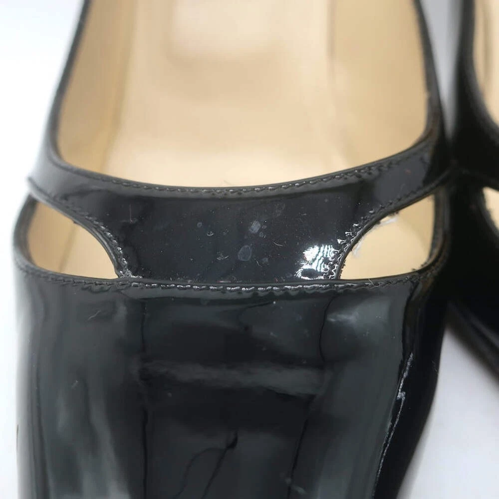 Jimmy Choo Margo 镂空尖头高跟鞋黑色漆皮 36 码-