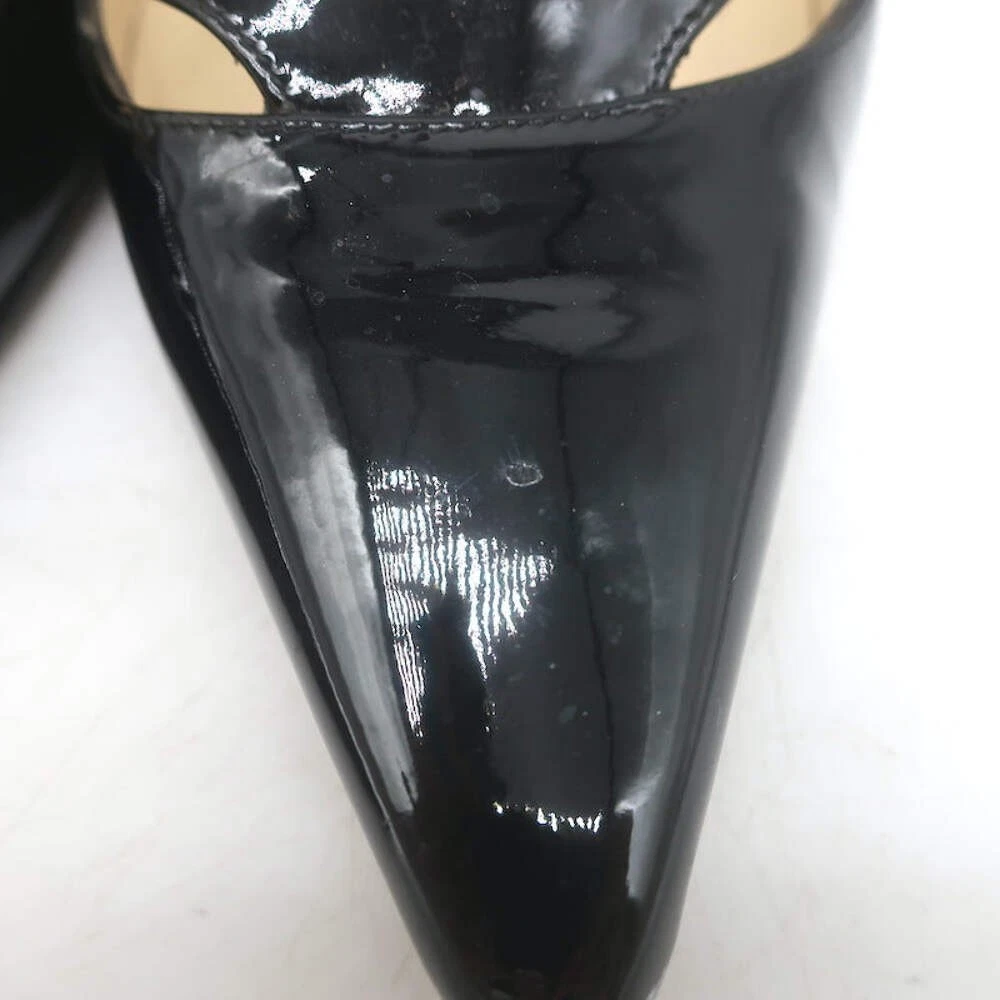 Jimmy Choo Margo 镂空尖头高跟鞋黑色漆皮 36 码-