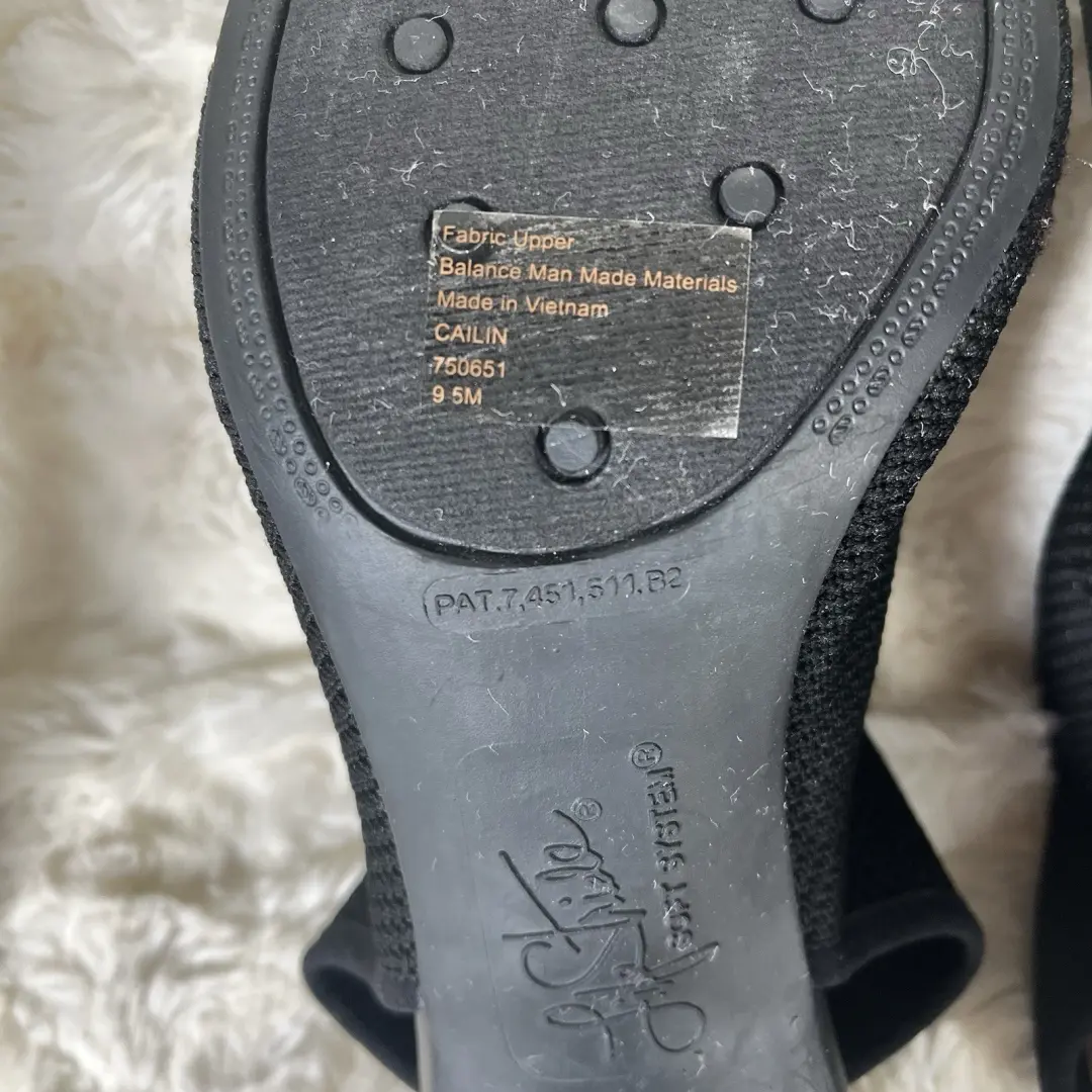 LIFE STRIDE 软系统黑色网布面料 PUMPS 3.5 英寸高跟鞋弹力女式 9.5 M-