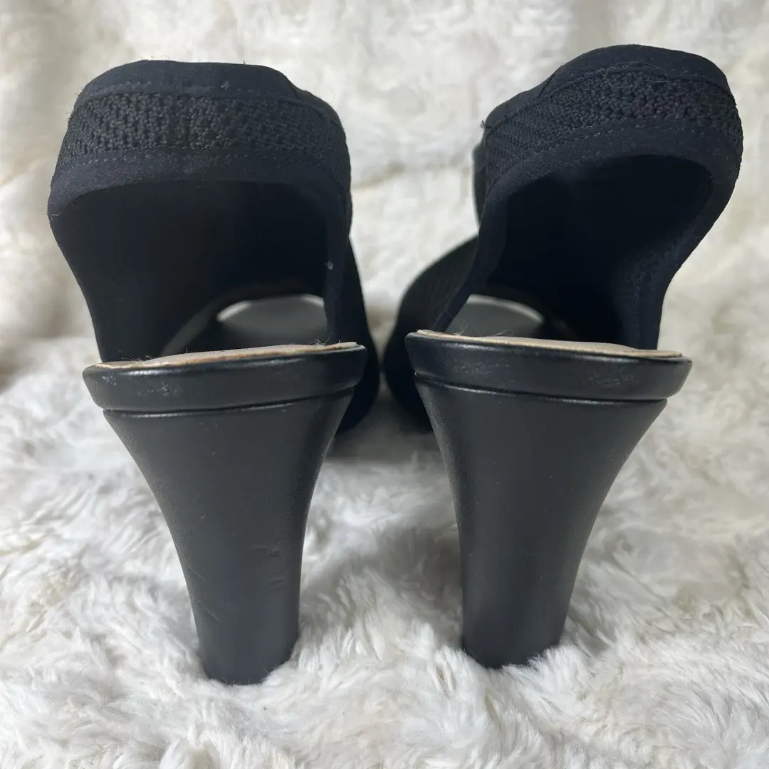 LIFE STRIDE 软系统黑色网布面料 PUMPS 3.5 英寸高跟鞋弹力女式 9.5 M-