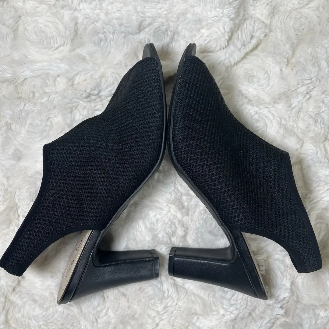 LIFE STRIDE 软系统黑色网布面料 PUMPS 3.5 英寸高跟鞋弹力女式 9.5 M-