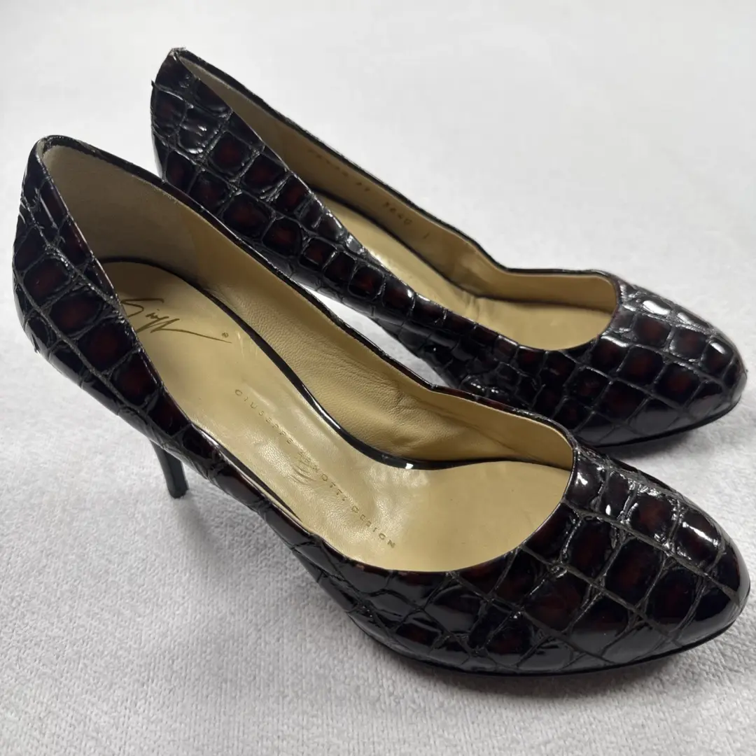 Giuseppe Zanotti 女式棕色鳄鱼浮雕细高跟鞋 37/Us5.5 码 -