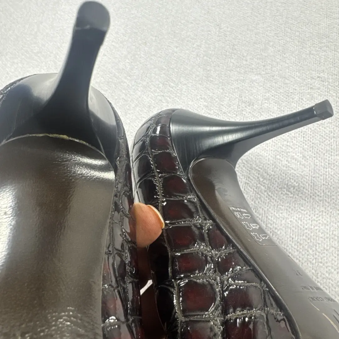 Giuseppe Zanotti 女式棕色鳄鱼浮雕细高跟鞋 37/Us5.5 码 -
