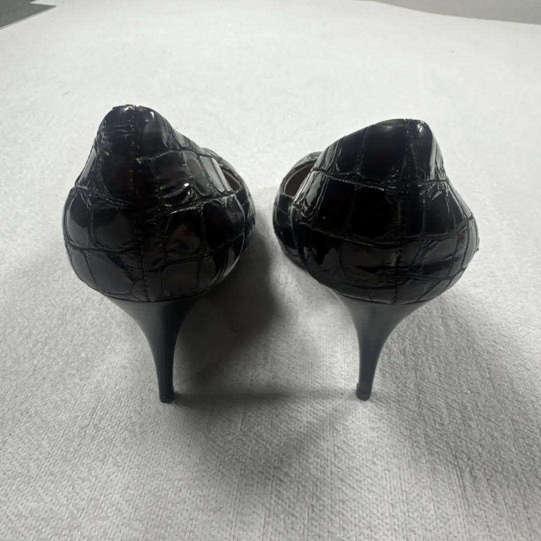 Giuseppe Zanotti 女式棕色鳄鱼浮雕细高跟鞋 37/Us5.5 码 -