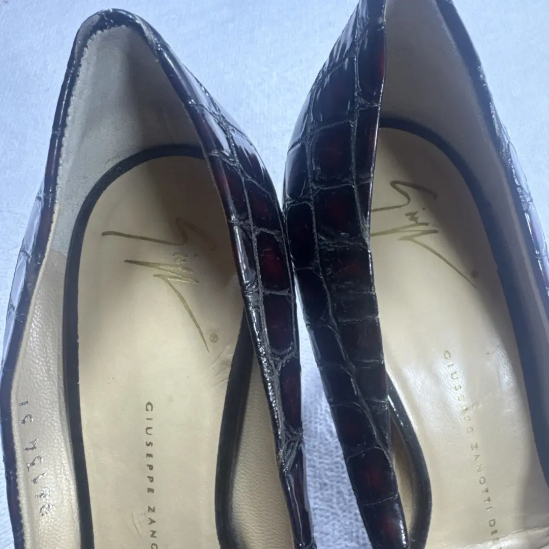 Giuseppe Zanotti 女式棕色鳄鱼浮雕细高跟鞋 37/Us5.5 码 -