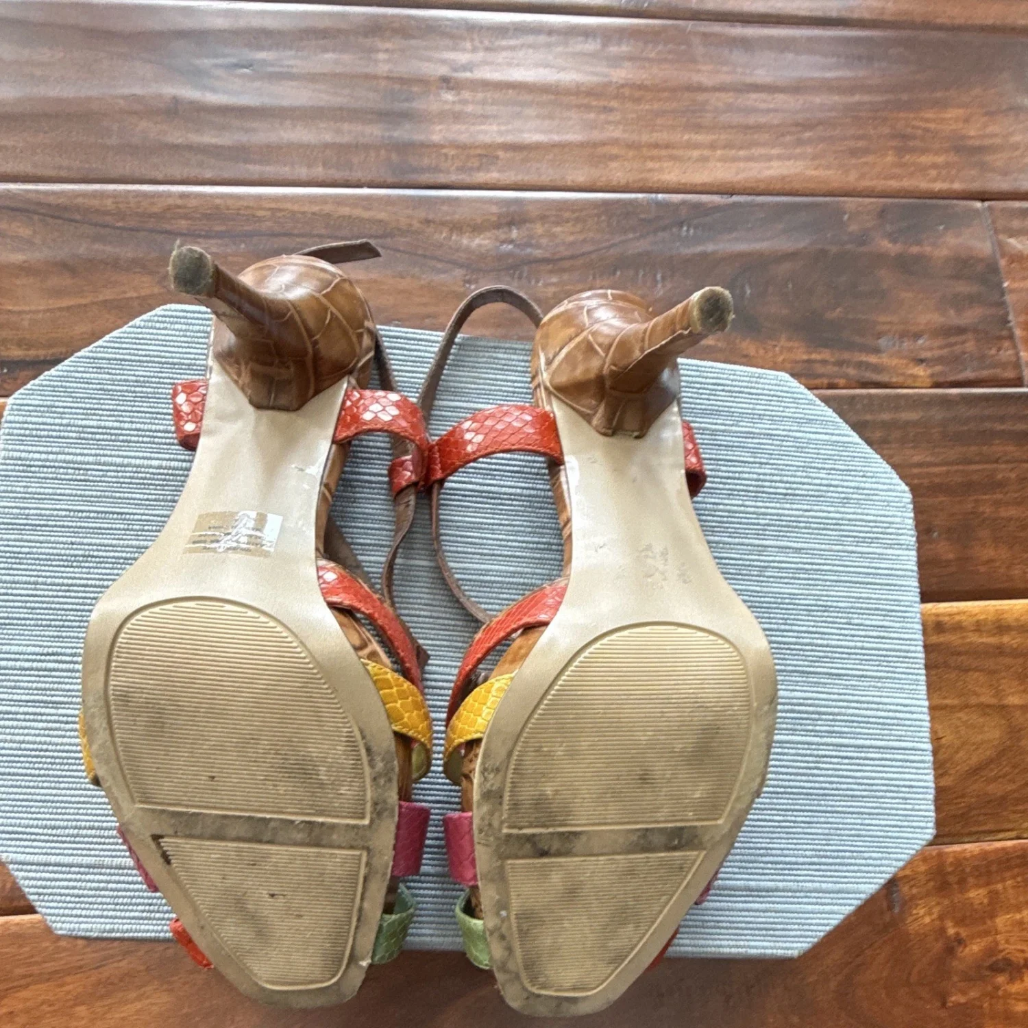 Nine West 多色绑带皮革细高跟鞋扣露趾女式 8.5 码-