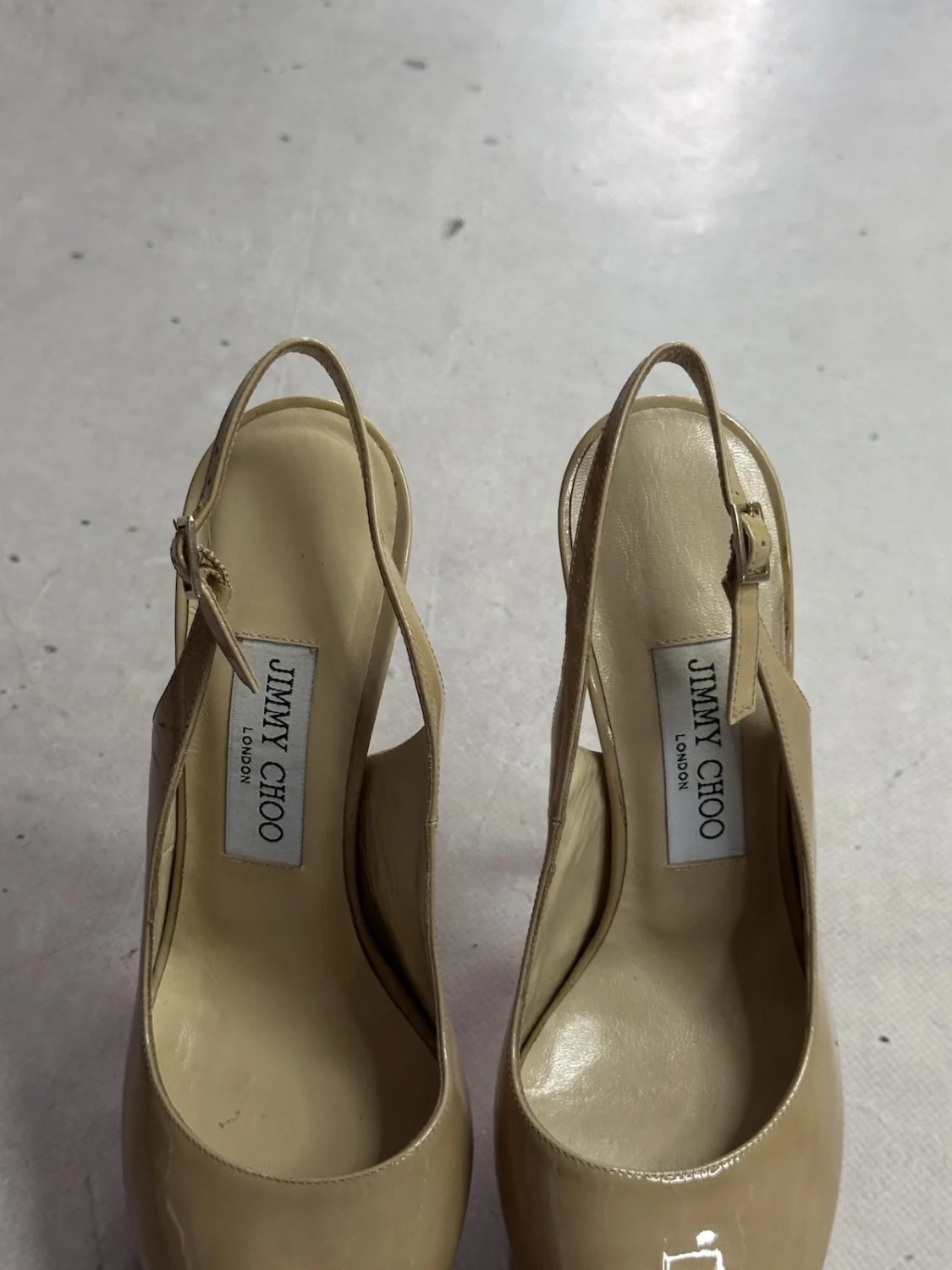 Jimmy Choo 裸色漆皮露背厚底高跟鞋 EU 37-