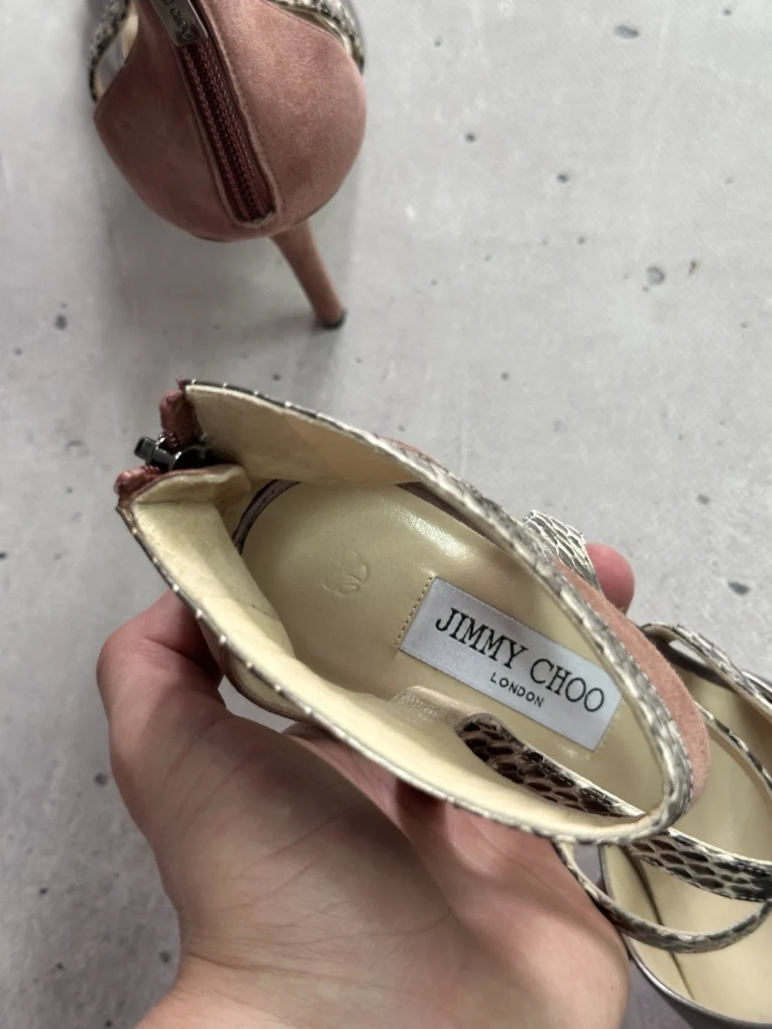 Jimmy Choo Freesia Pewter 麂皮绒 Python 金属凉鞋 高跟鞋 36-
